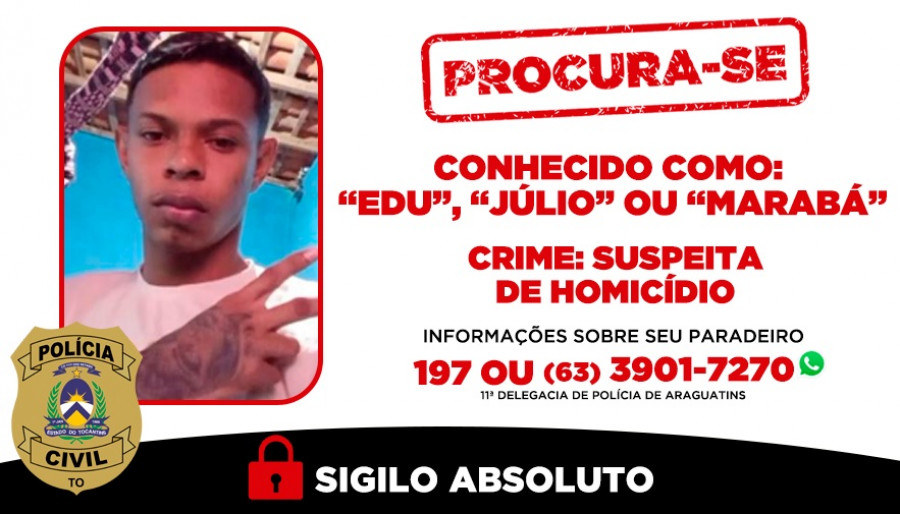 Polícia procura investigado por homicídio de jovem em Araguatins